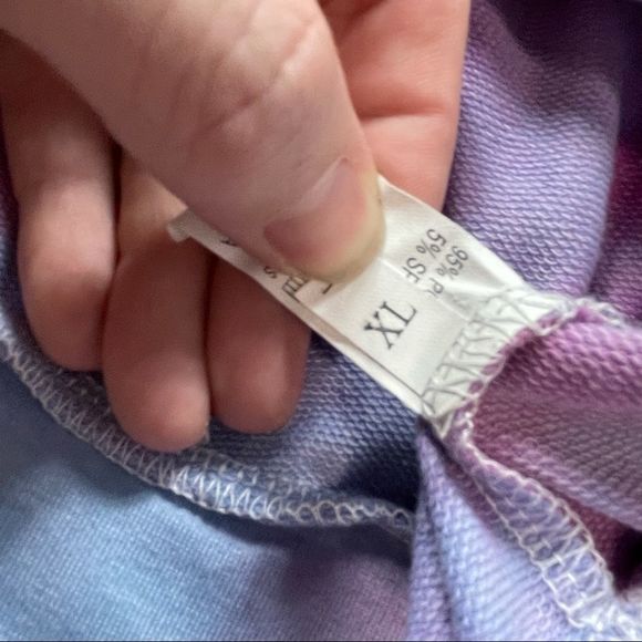 Pink blue purple size Xl 📌 tie dye cotton candy color cropped hoodie/sweatshirt - Picture 4 of 8